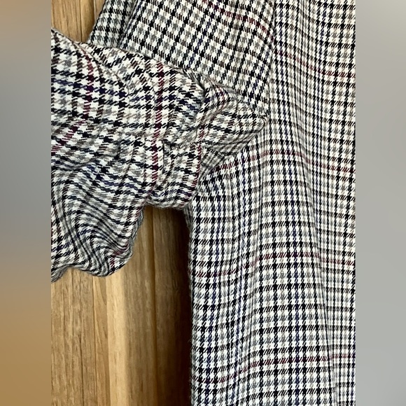 EUC KAREN KANE Ruched Sleeve Houndstooth Plaid Blazer W/ Stretch M Cream/Multi - Picture 6 of 14